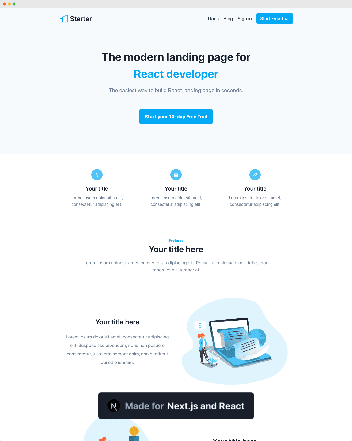 Landing Blue Modern React Theme