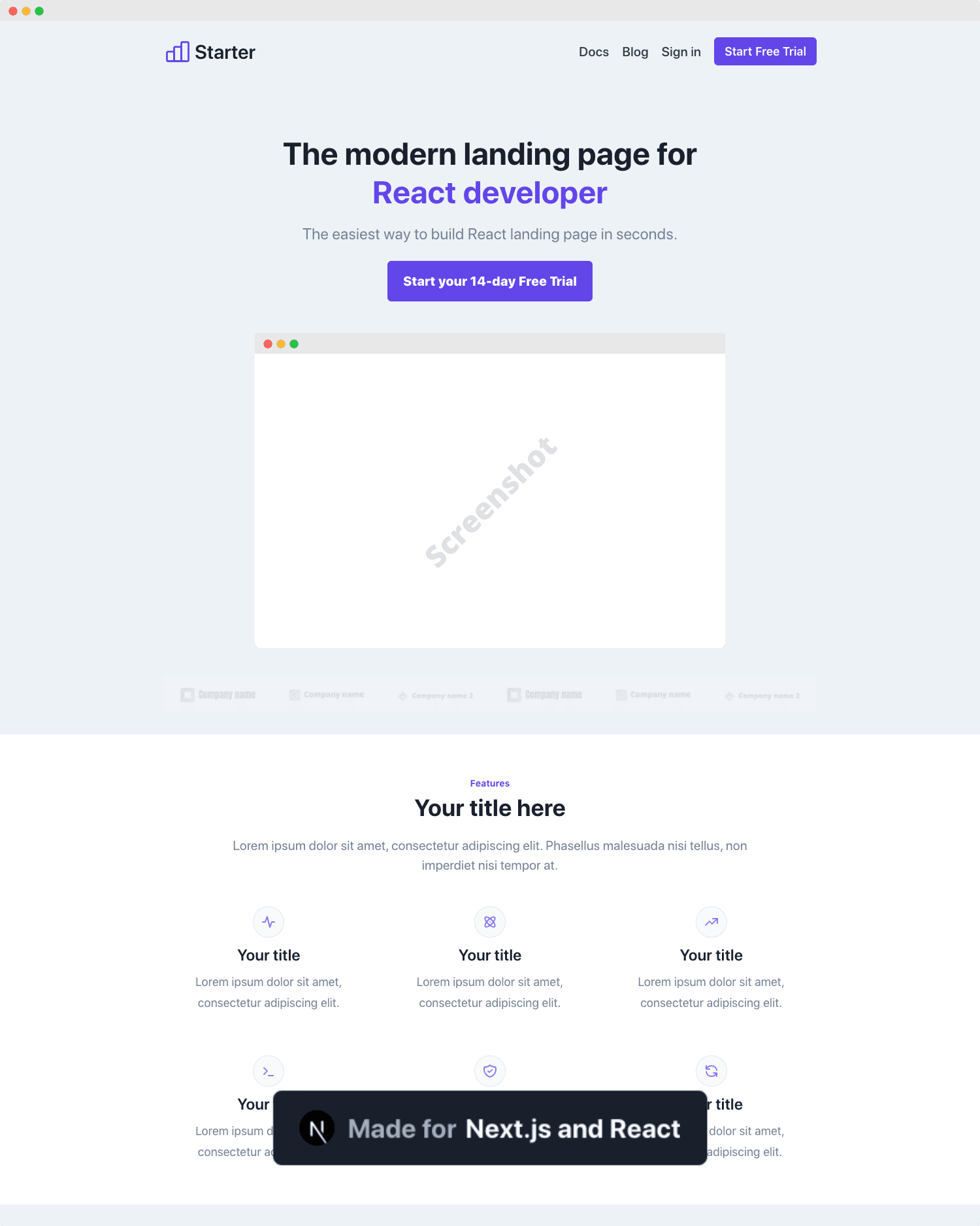 Responsive Landing Purple Reactjs Theme