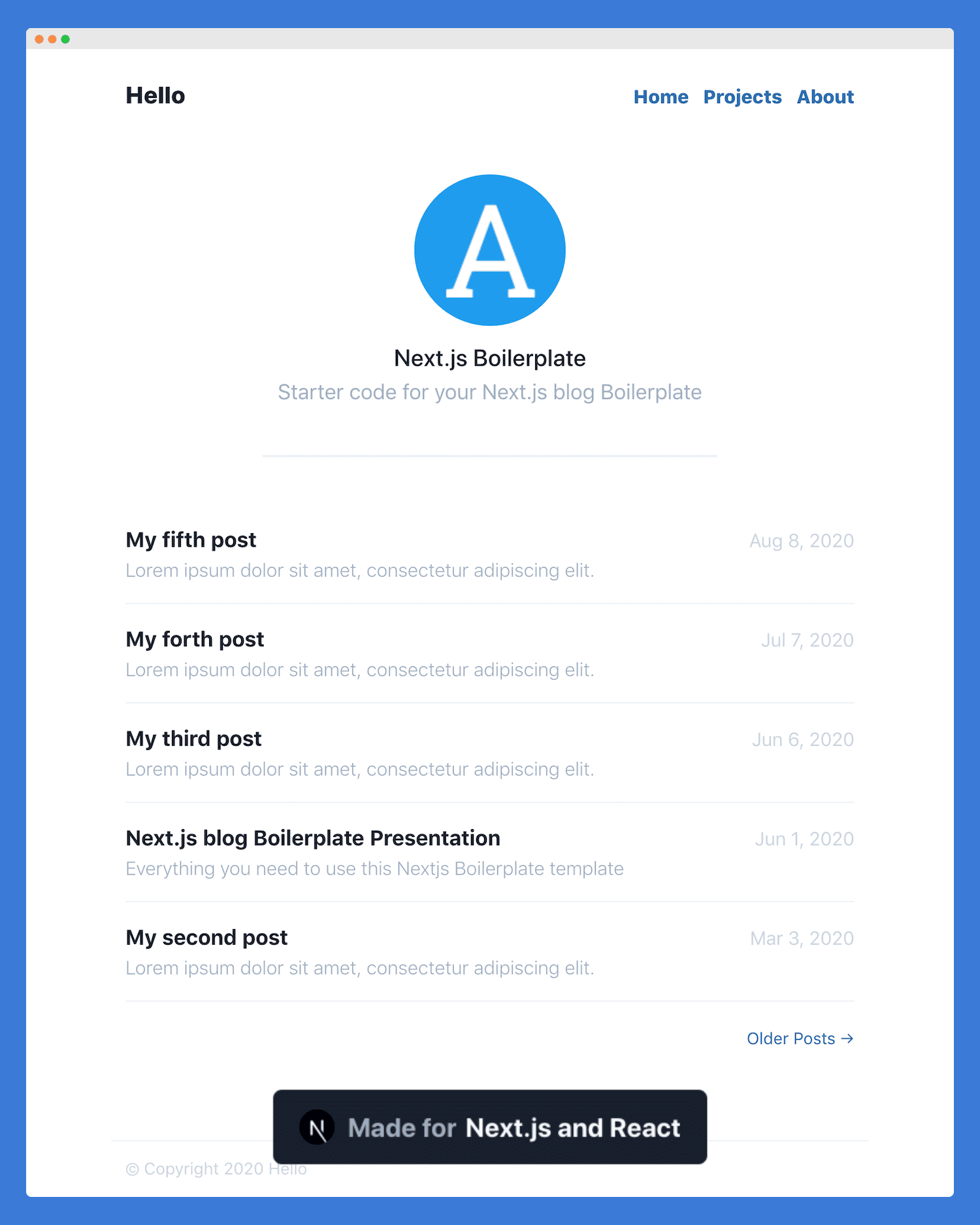 Blue Minimalist Tailwind Theme